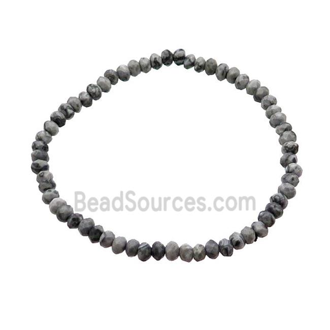 Gray Map Jasper Bracelet Stretchy