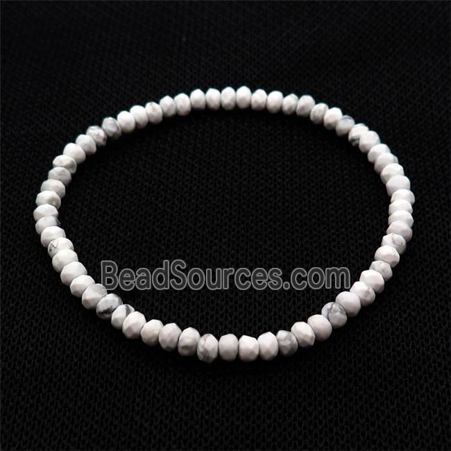 White Howlite Turquoise Bracelet Stretchy