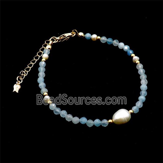 Aquamarine Bracelet With Pearl