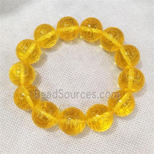 Resin Bracelet Stretchy Yellow