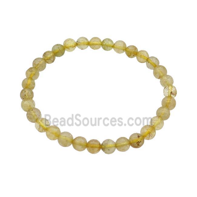 Gold Rutilated Quartz Bracelet Stretchy Round