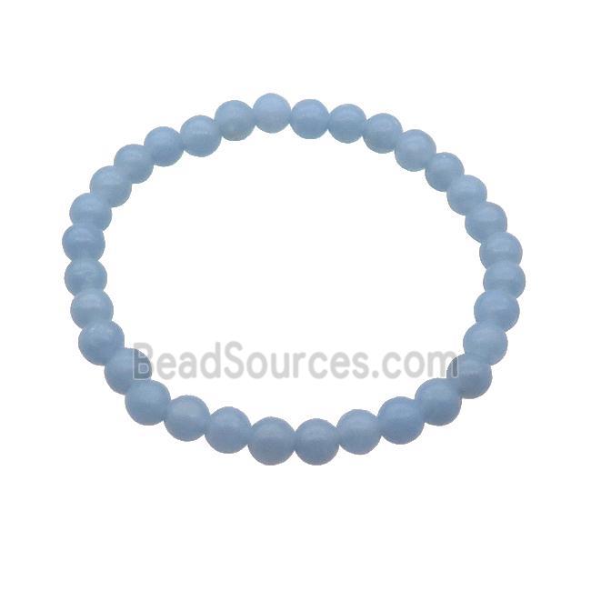 Blue Angelite Bracelet Stretchy Round