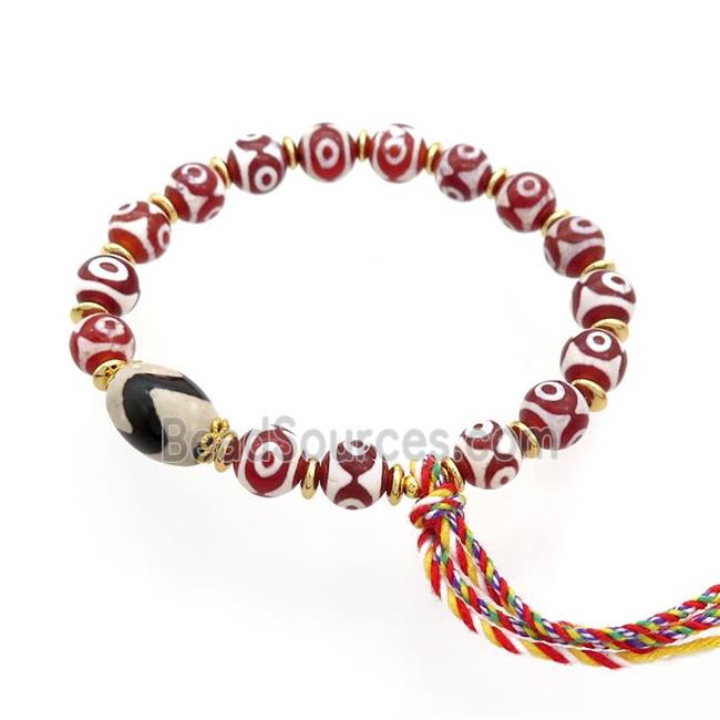 Tibetan Agate Bracelets With Tassel Stretchy