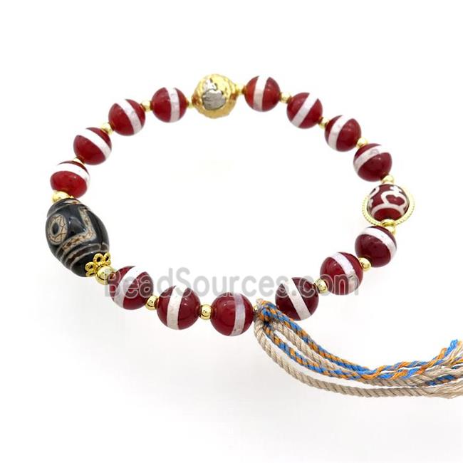 Tibetan Agate Bracelets With Tassel Stretchy