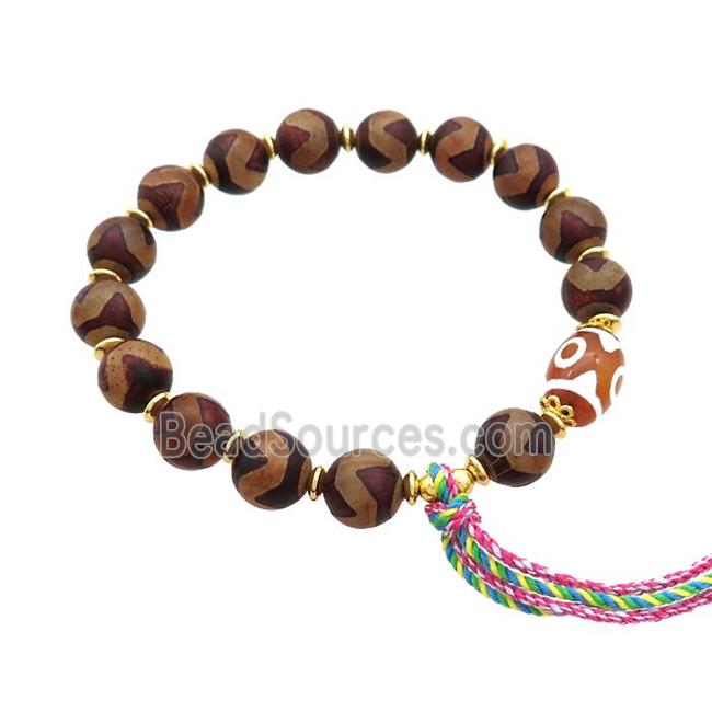 Tibetan Agate Bracelets With Tassel Stretchy