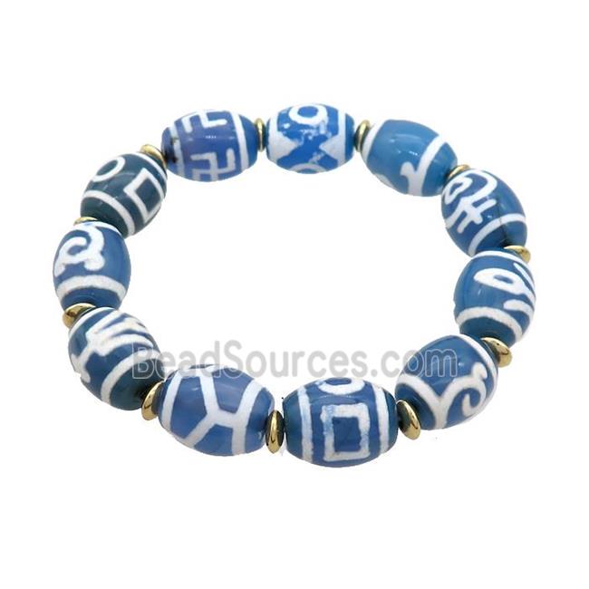 Tibetan Agate Bracelets Blue Stretchy