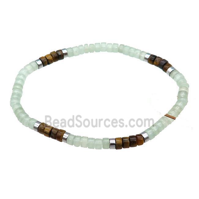 Green Aventurine Bracelet Tiger Eye Stone Stretchy