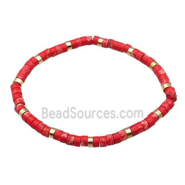 Red Imperial Jasper Bracelet Stretchy