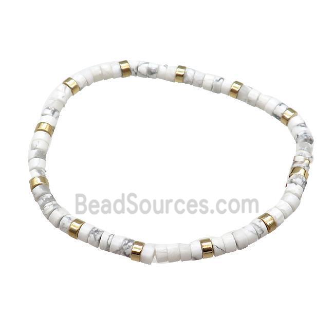 White Howlite Bracelet Stretchy