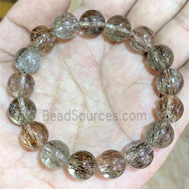 Natural Black Golden Super 7 Quartz Crystal Bracelets Stretchy