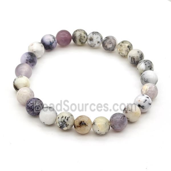 Natural White Moss Opal Bracelets Stretchy