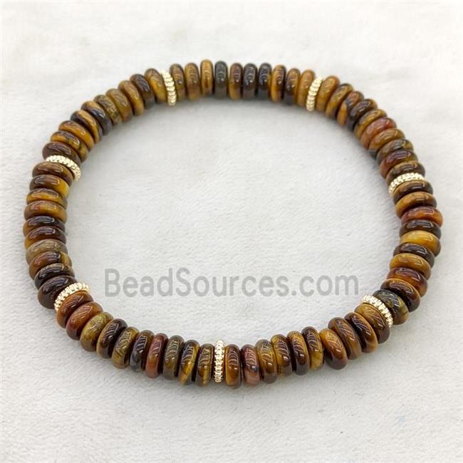 Natural Tiger Eye Stone Heishi Bracelet Stretchy