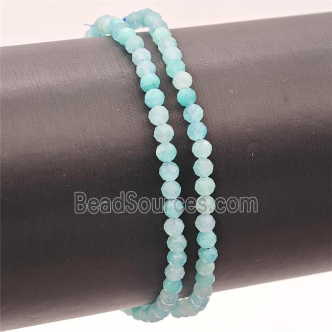 Natural Amazonite Bracelet Faceted Round Green Stretchy