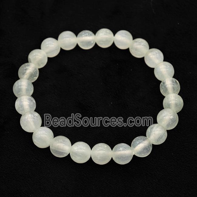 White Selenite Bracelet Stretchy Round