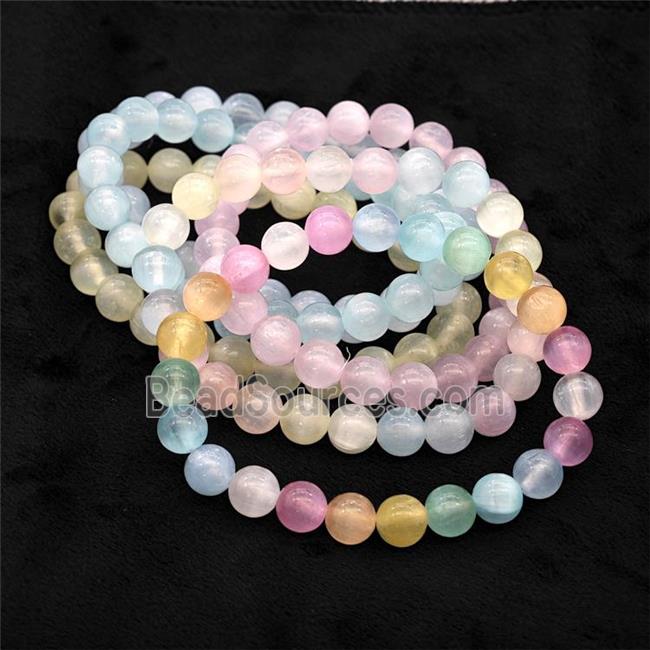 Selenite Bracelet Stretchy Round Mixed Color