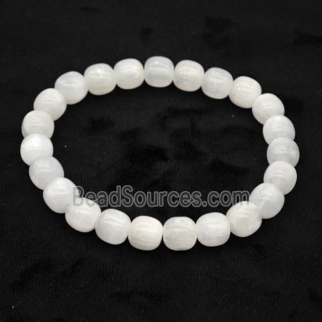 White Selenite Bracelet Stretchy Barrel