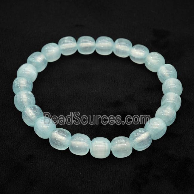 Blue Selenite Bracelet Stretchy Barrel