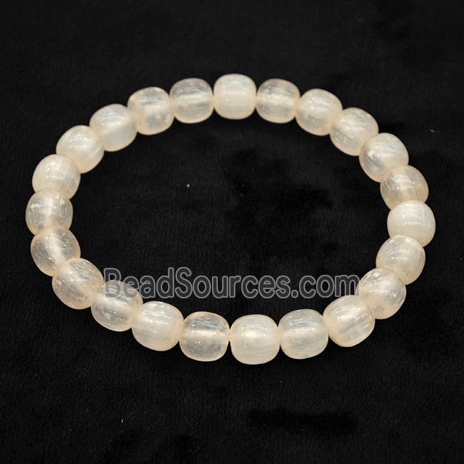 Lt.yellow Selenite Bracelet Stretchy Barrel