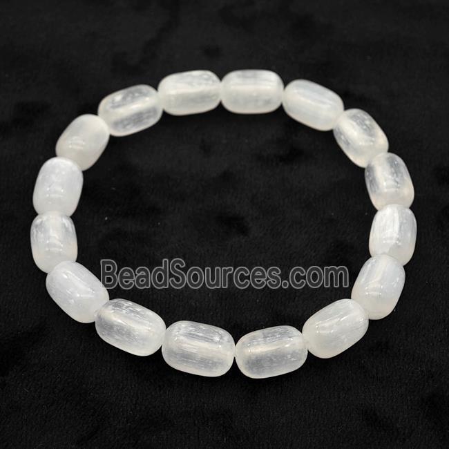 White Selenite Bracelet Stretchy Barrel