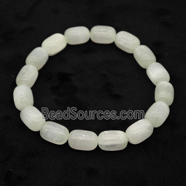 Whitegray Selenite Bracelet Stretchy Barrel