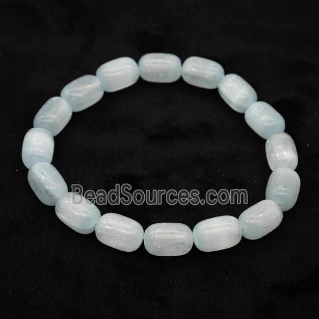 Blue Selenite Bracelet Stretchy Barrel