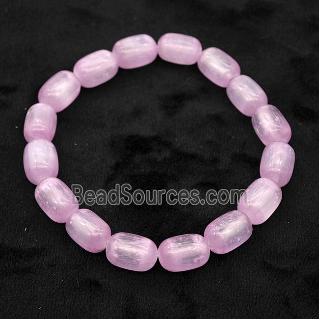 Pink Selenite Bracelet Stretchy Barrel