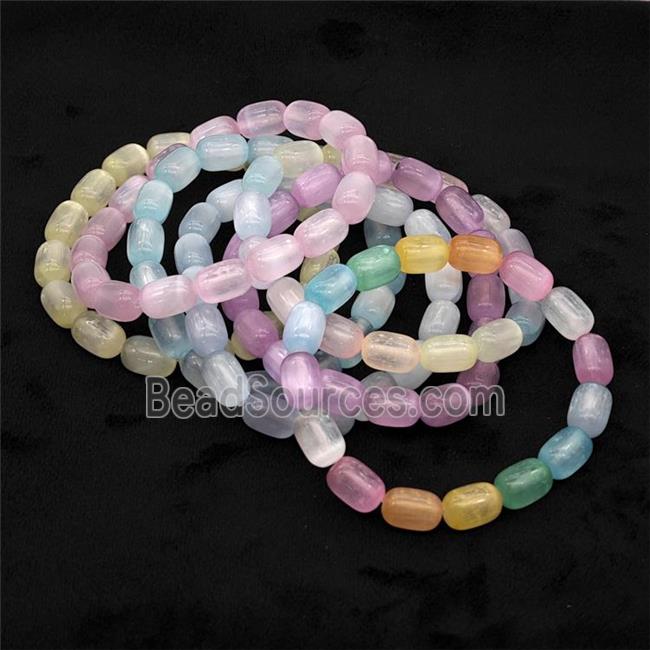 Selenite Bracelet Stretchy Barrel Mixed Color