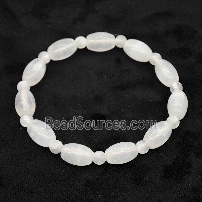 White Selenite Bracelet Stretchy Rice