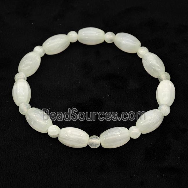 Whitegray Selenite Bracelet Stretchy Rice