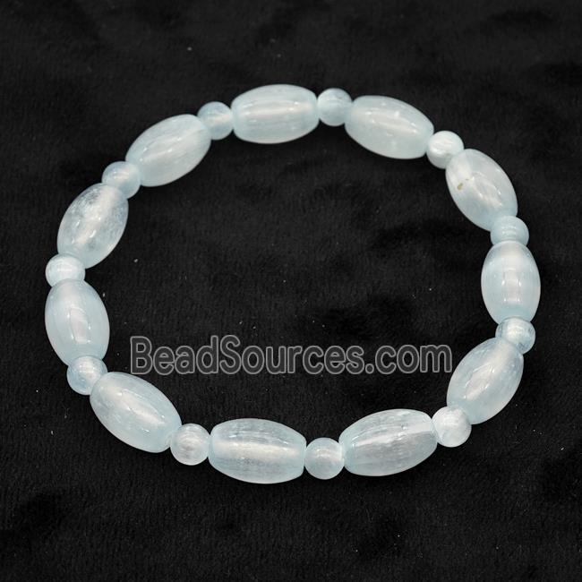 Lt.blue Selenite Bracelet Stretchy Rice