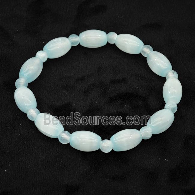 Blue Selenite Bracelet Stretchy Rice