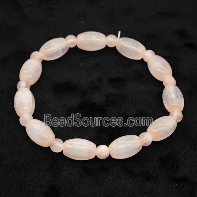 Pink Selenite Bracelet Stretchy Rice