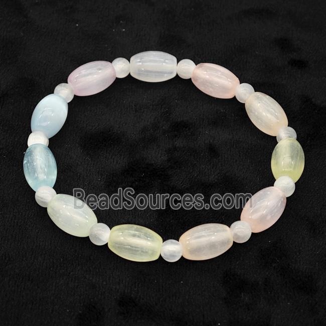 Selenite Bracelet Stretchy Rice Multicolor