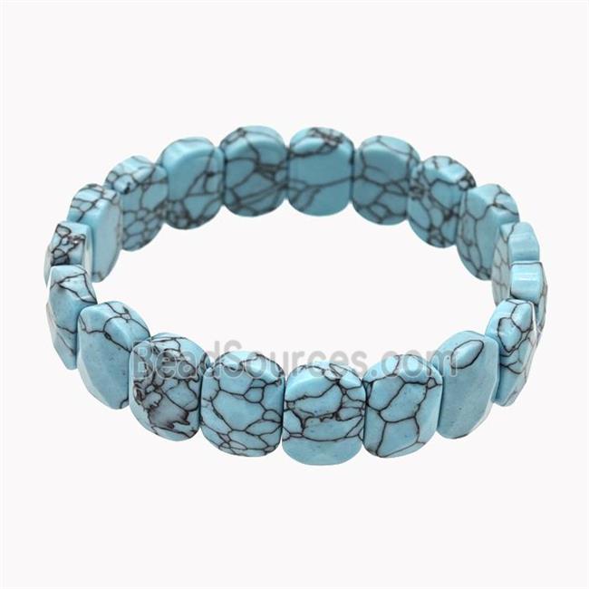 Teal Dye Howlite Turquoise Bracelet Stretchy