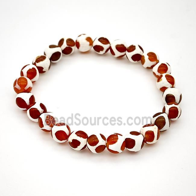 Tibetan Agate Bracelets Red Round Stretchy