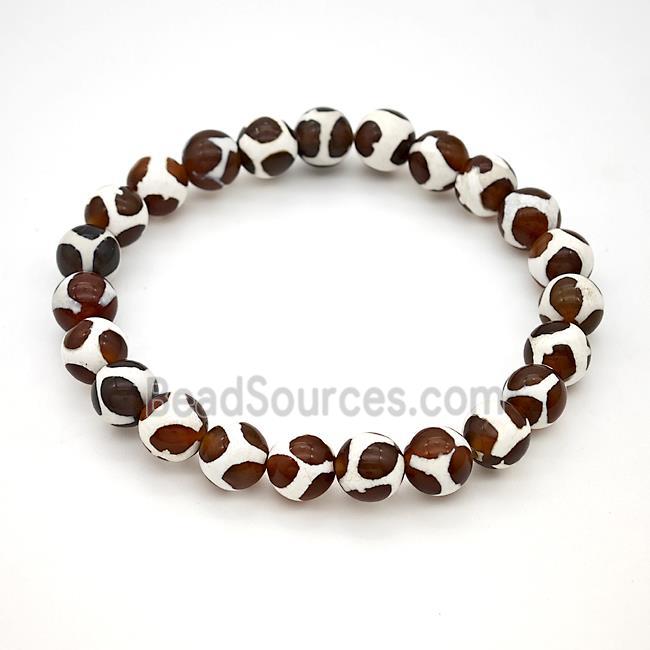 Tibetan Agate Bracelets Round Stretchy