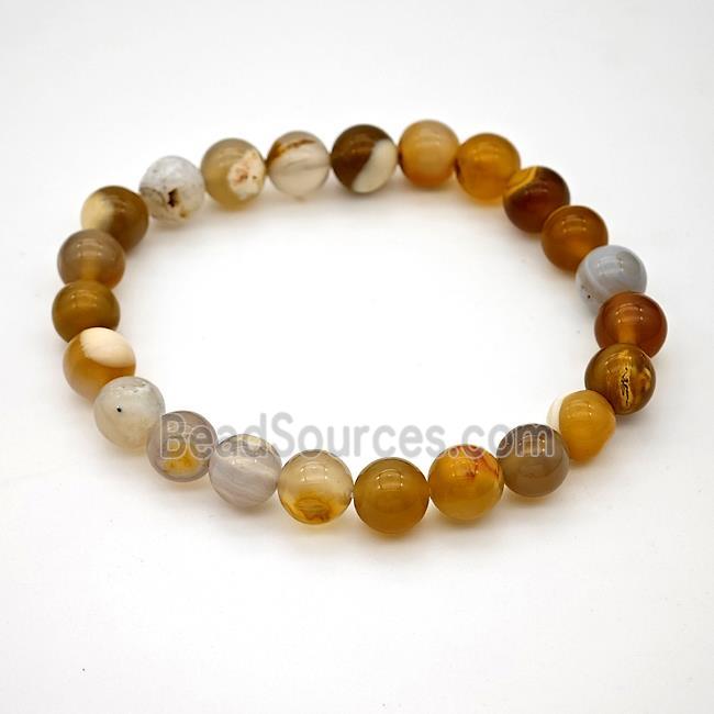 Natural Agate Bracelet Dye Smooth Round Stretchy