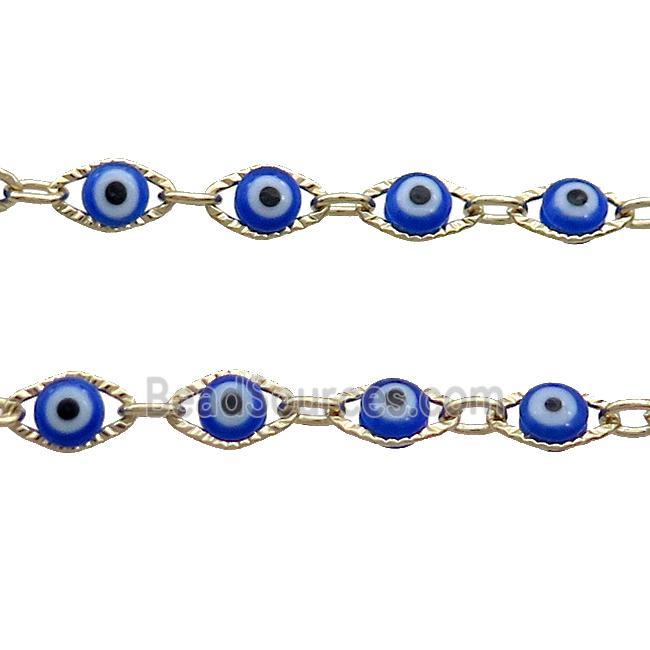 Copper Chain Blue Evil Eye Lampwork Gold Plated