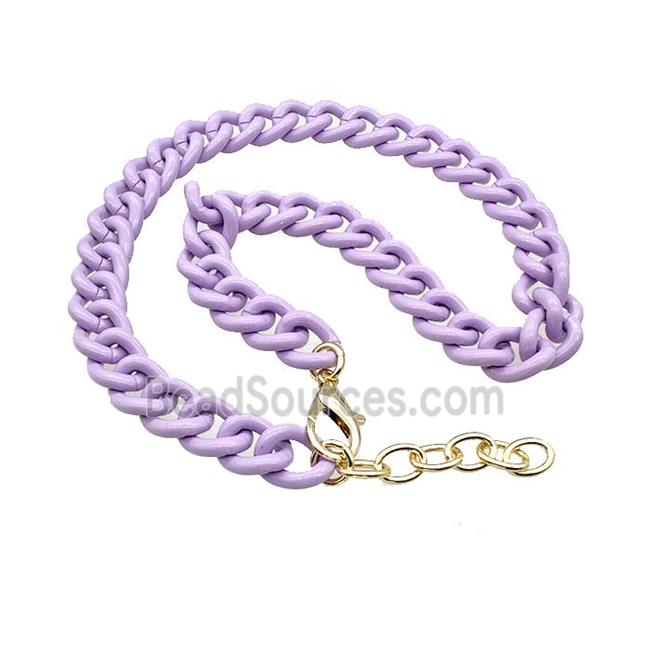 Aluminium Necklace Purple Painted