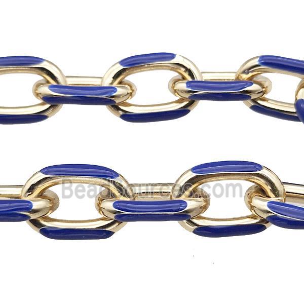 Aluminium Rolo Chain Lapis Blue Enamel Gold Plated