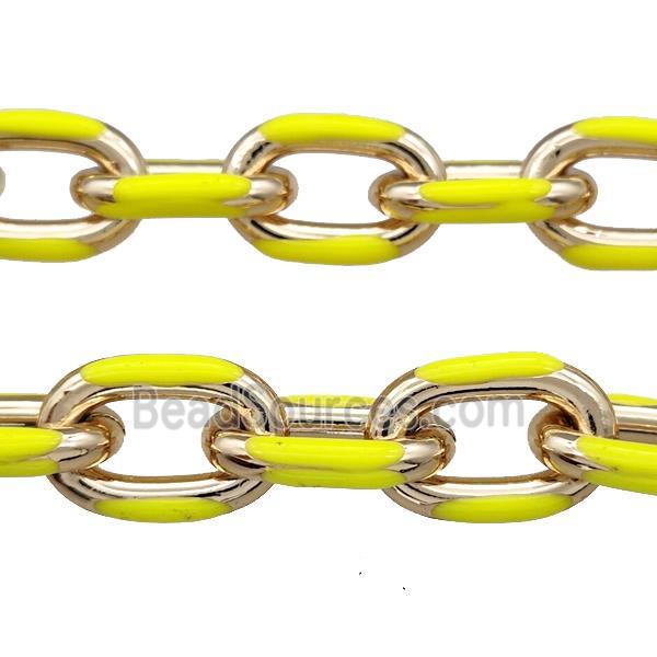 Aluminium Rolo Chain Yellow Enamel Gold Plated