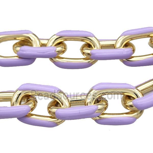 Aluminium Rolo Chain Purple Enamel Gold Plated