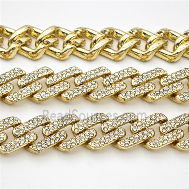 Alloy Chain Pave Rhinestone Gold Plated