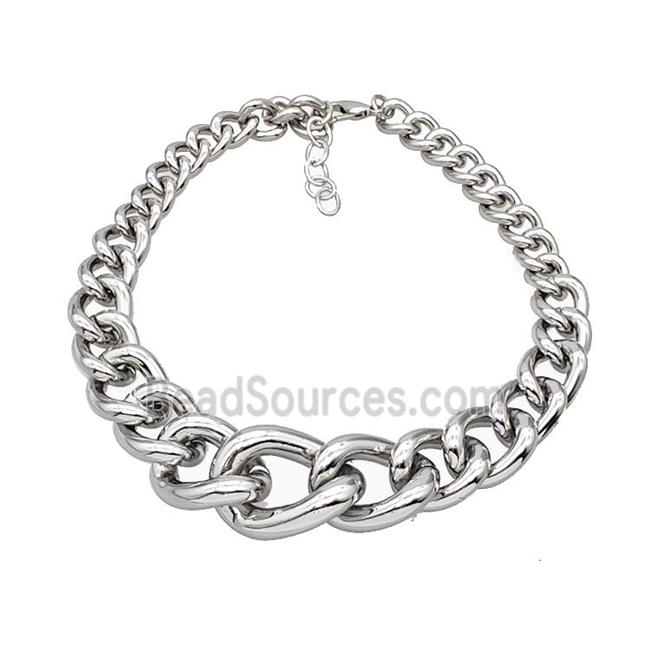 Aluminum Chain Necklace Platinum Plated