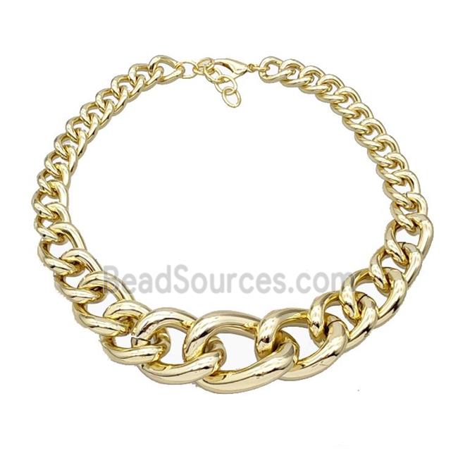 Aluminum Chain Necklace Gold Plated