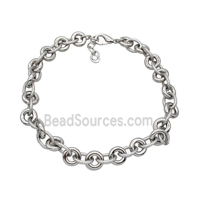 Aluminum Chain Necklace Platinum Plated