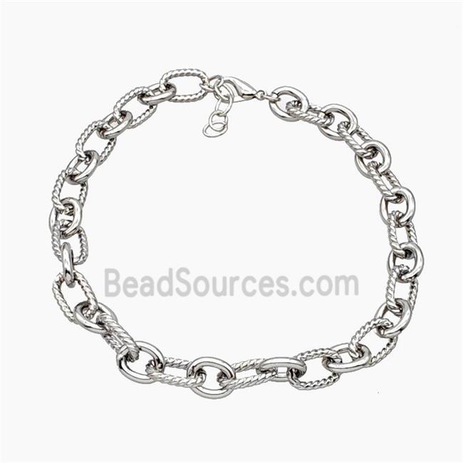 Aluminum Chain Necklace Platinum Plated