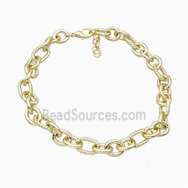 Aluminum Chain Necklace Gold Plated