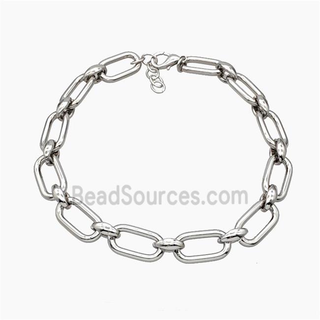 Aluminum Chain Necklace Platinum Plated