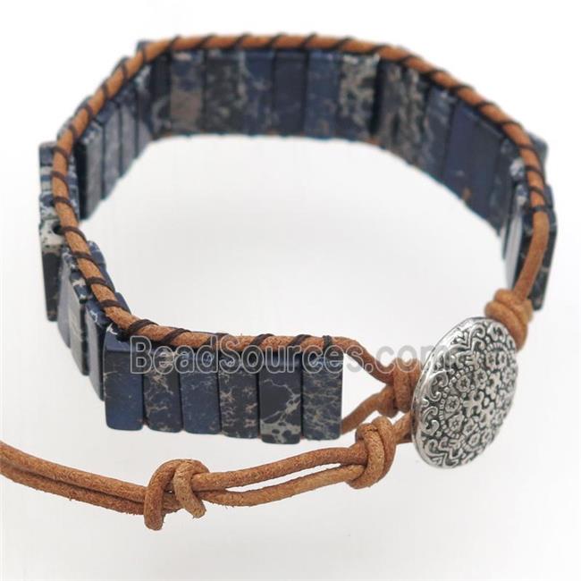 darkblue Imperial Jasper bracelet, resizable